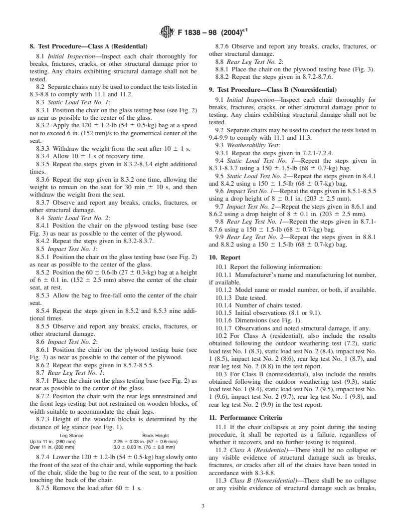 ASTM F1838-98(2004)e1 - Standard Performance Requirements for Child's Plastic Chairs for Outdoor Use