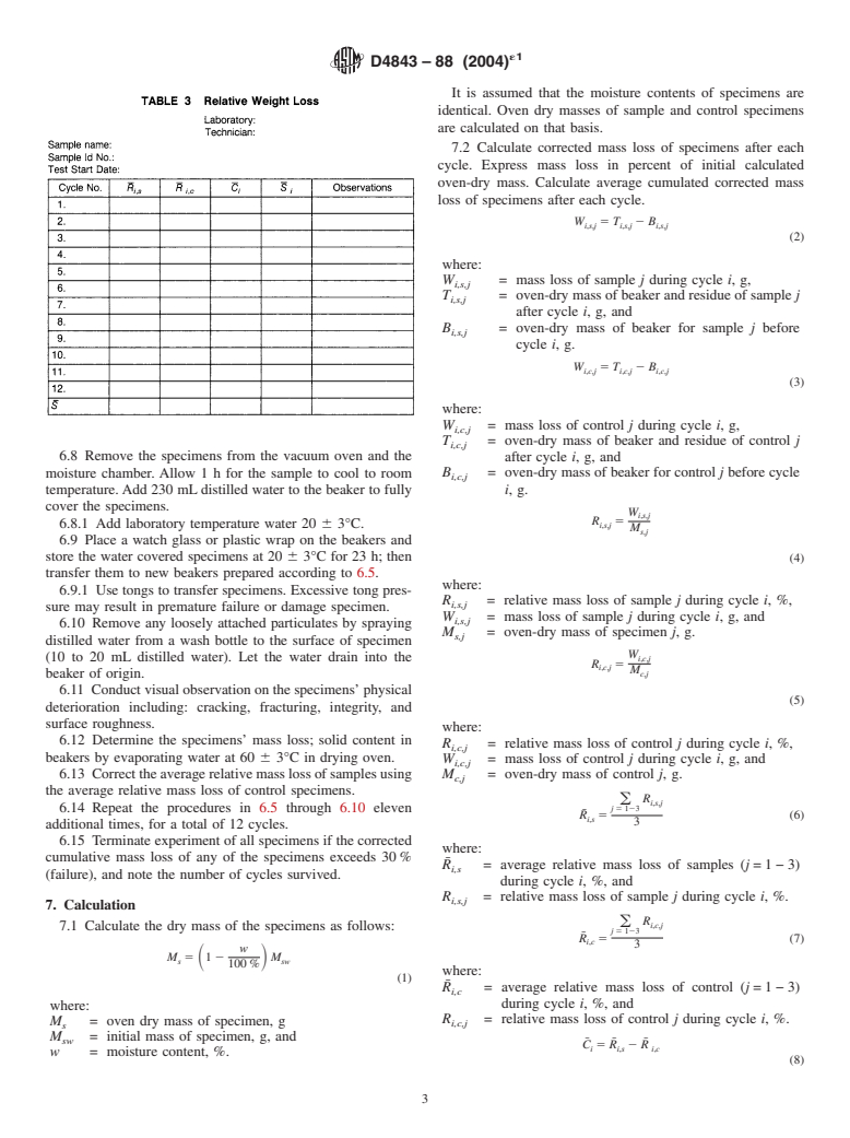 ASTM D4843-88(2004)e1 - Standard Test Method for Wetting and Drying Test of Solid Wastes