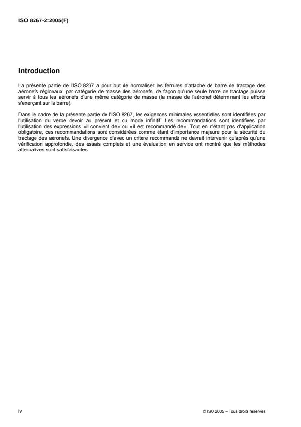 ISO 8267-2:2005 ISO 8267-2:2005 - Aéronefs -- Exigences d'interface des ferrures d'attache de barre de tractage - Page 4 preview