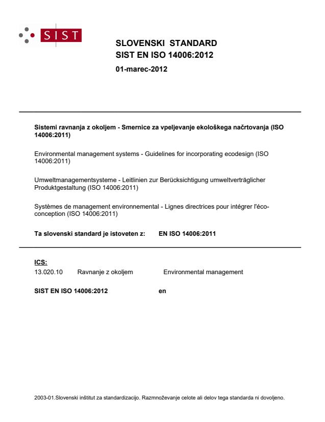 EN ISO 14006:2012