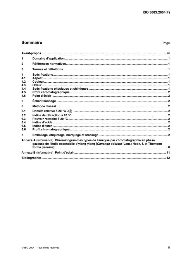ISO 3063:2004 - Huile essentielle d'ylang-ylang (Cananga odorata (Lam.) Hook. f. et Thomson forma genuina)