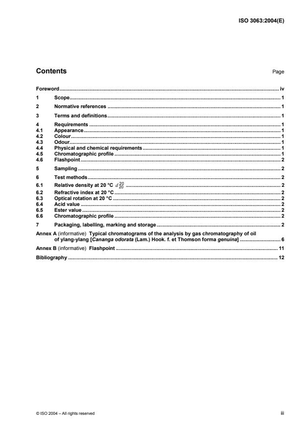 ISO 3063:2004 - Oil of ylang-ylang (Cananga odorata (Lam.) Hook. f. et Thomson forma genuina)