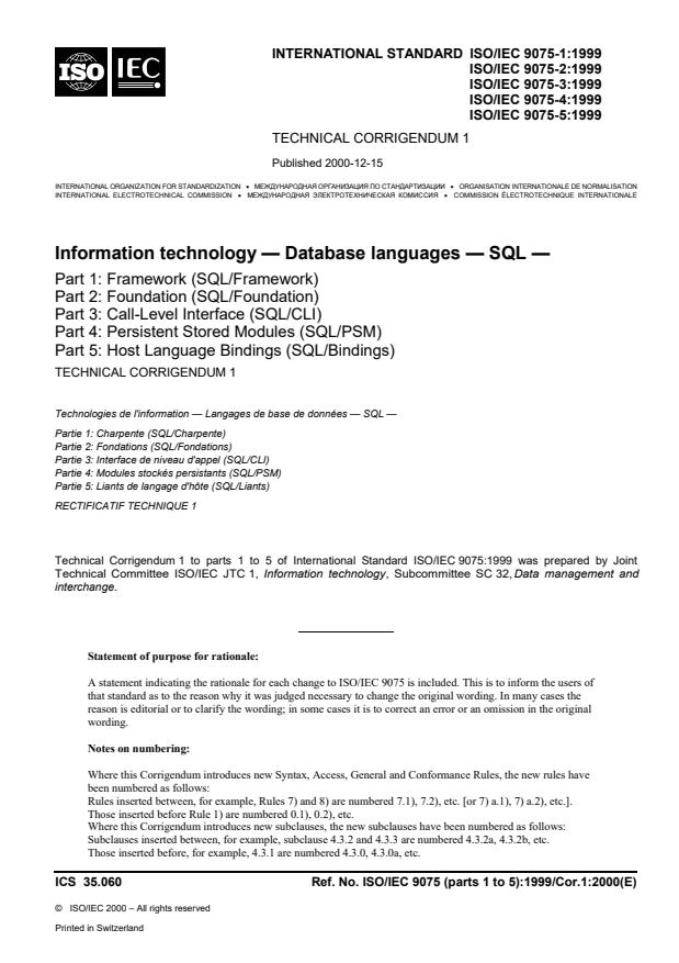 ISO/IEC 9075-3:1999/Cor 1:2000