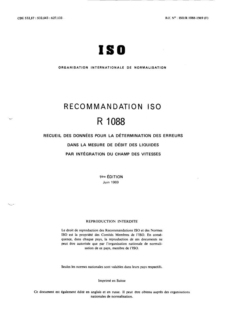 Code 1088 ISO/R 1088:1969 - Title missing - Legacy paper document