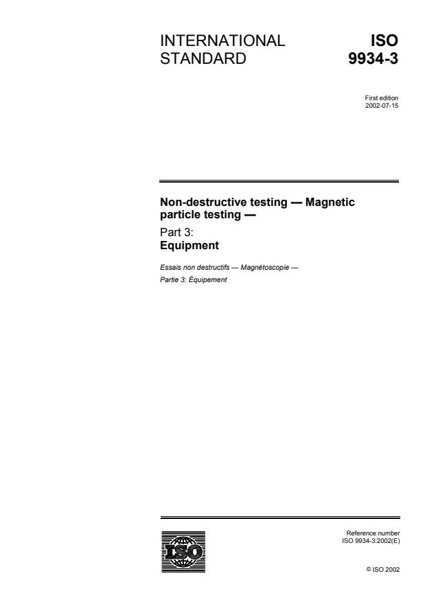 ISO 9934-3:2002 - Non-destructive testing -- Magnetic particle testing