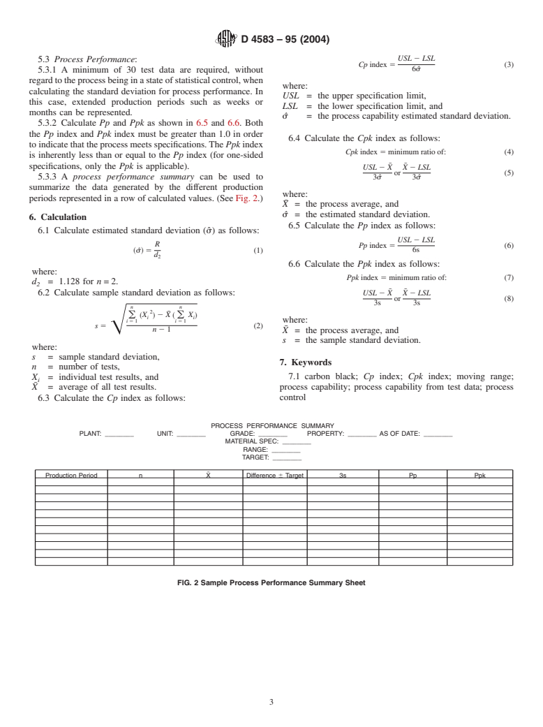 ASTM D4583-95(2004) - Standard Practice for Carbon Black&#8212;Calculation of Process Indexes From an Analysis of Process Control Data