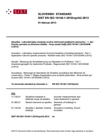 EN ISO 10140-1:2010/oprA2:2013