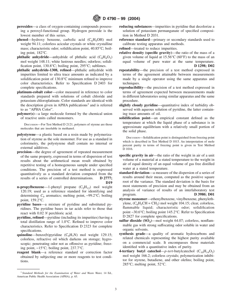 ASTM D4790-99(2004) - Standard Terminology of Aromatic Hydrocarbons and Related Chemicals