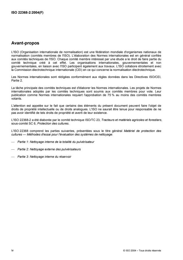 ISO 22368-2:2004 ISO 22368-2:2004 - Matériel de protection des cultures -- Méthodes d'essai pour l'évaluation des systemes de nettoyage - Page 4 preview