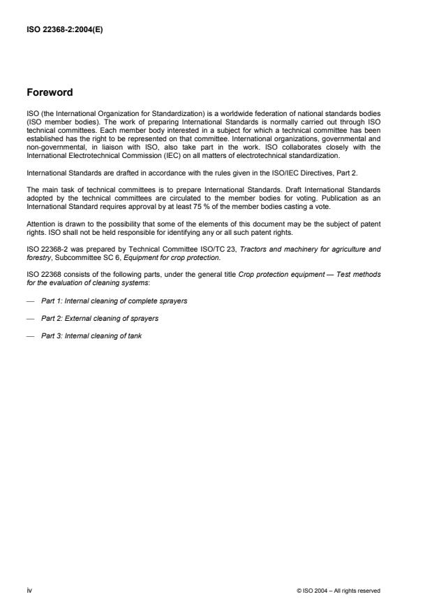 ISO 22368-2:2004 ISO 22368-2:2004 - Crop protection equipment -- Test methods for the evaluation of cleaning systems - Page 4 preview