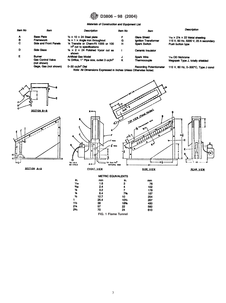 ASTM D3806-98(2004) - Standard Test Method of Small-Scale Evaluation of Fire-Retardant Paints (2-Foot Tunnel Method)