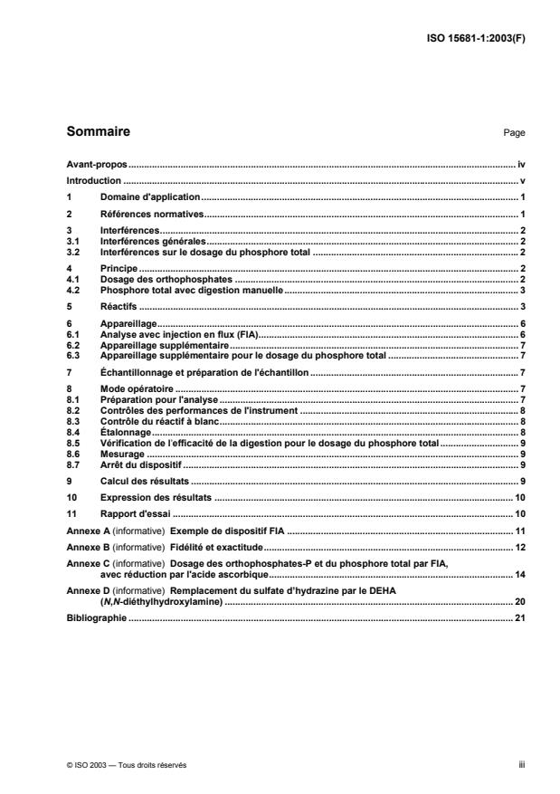 ISO 15681-1:2003 ISO 15681-1:2003 - Qualité de l'eau — Dosage des orthophosphates et du phosphore total par analyse en flux (FIA et CFA) — Partie 1: Méthode par analyse avec injection en flux (FIA)
Released:12/10/2003 - Page 3 preview