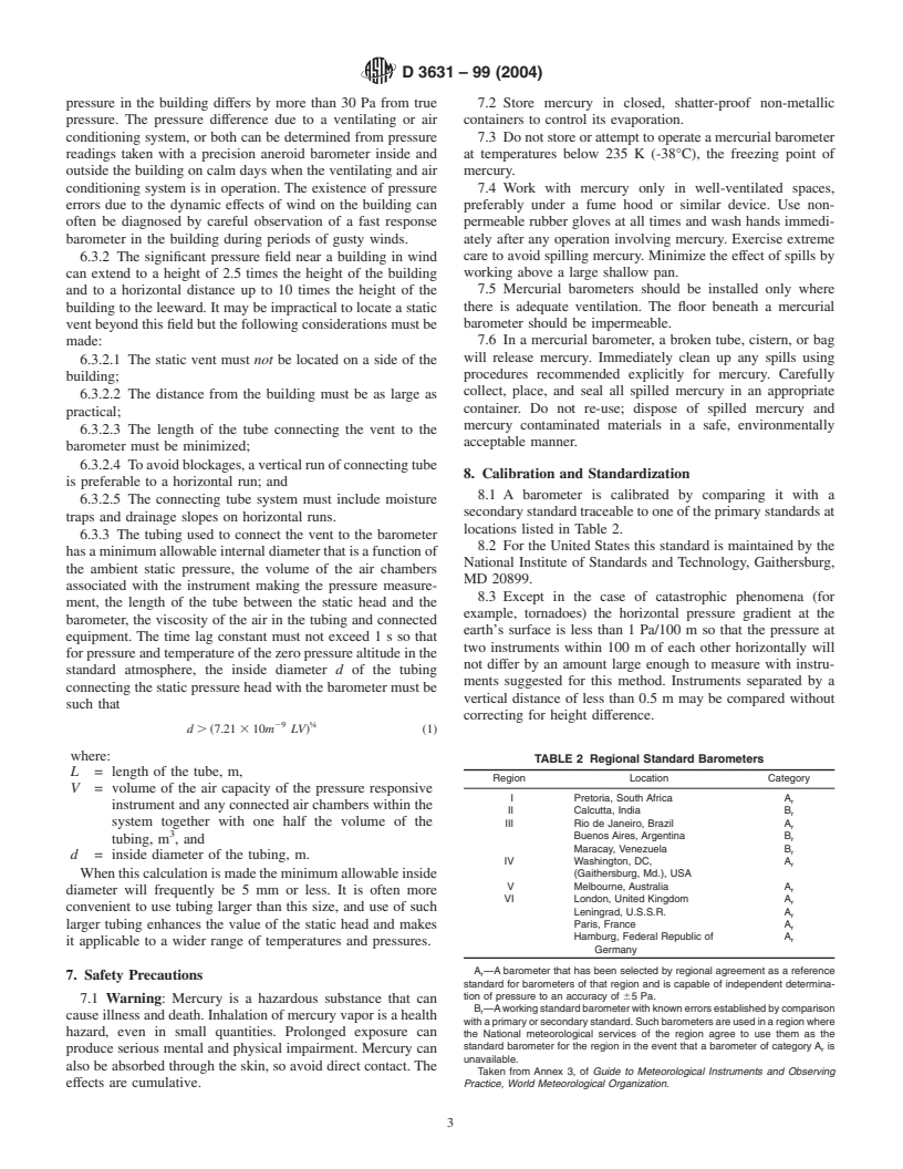 ASTM D3631-99(2004) - Standard Test Methods for Measuring Surface Atmospheric Pressure