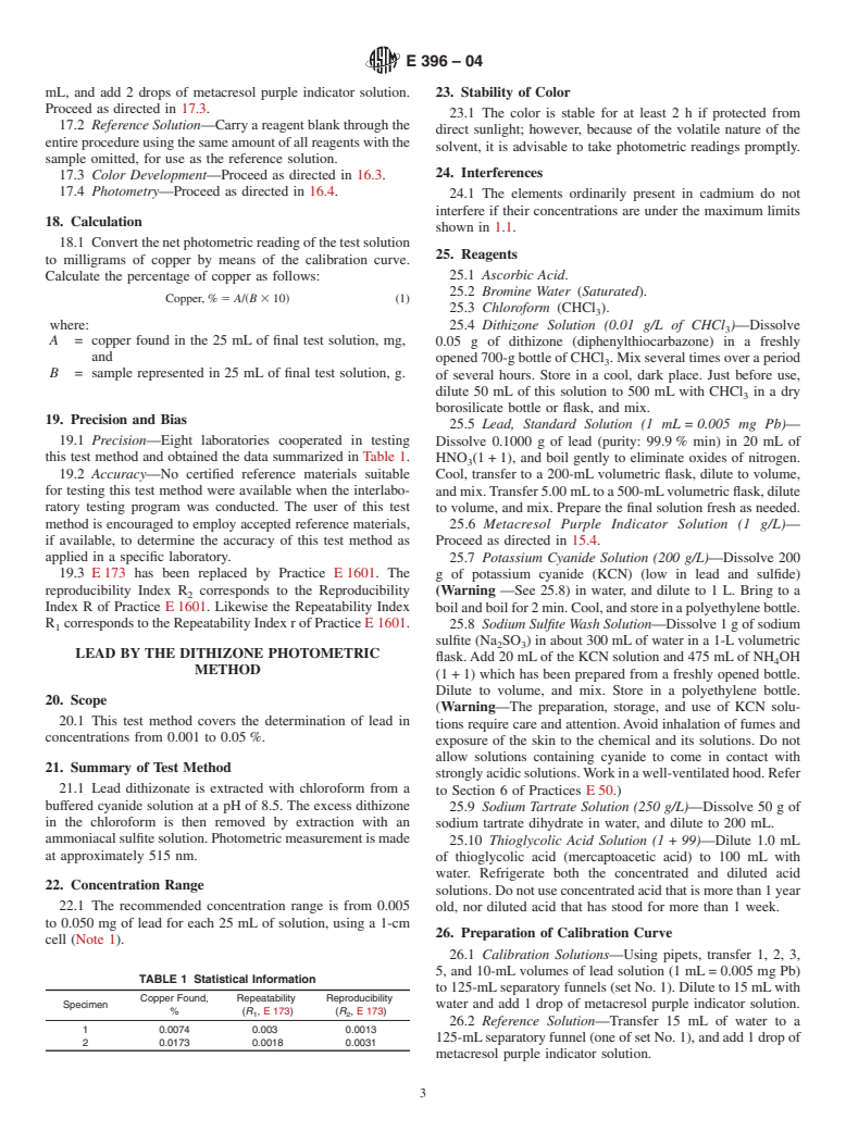 ASTM E396-04 - Standard Test Methods for Chemical Analysis of Cadmium