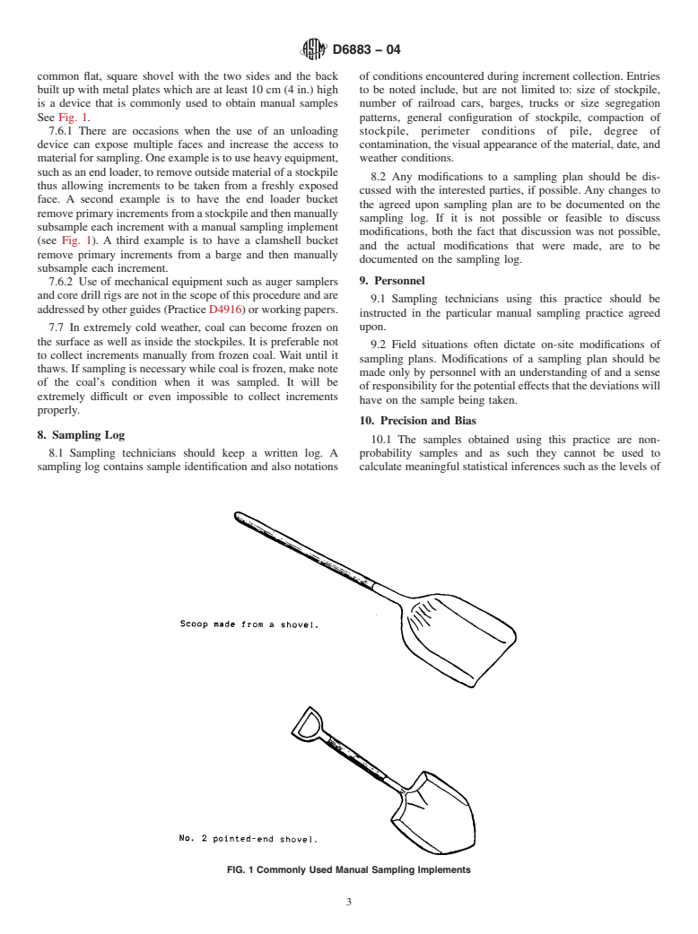 ASTM D6883-04 - Standard Practice for Manual Sampling of Stationary Coal from Railroad Cars, Barges, Trucks, or Stockpiles