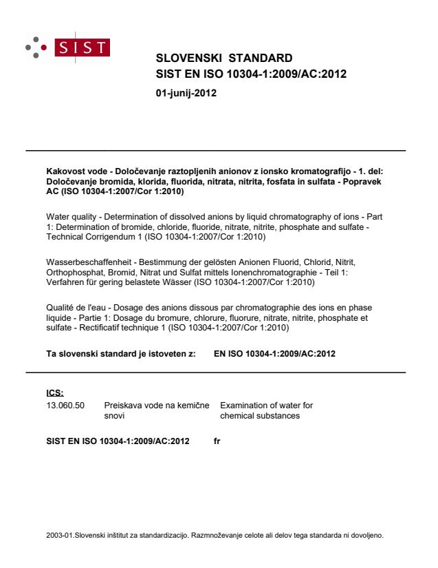 EN ISO 10304-1:2009/AC:2012