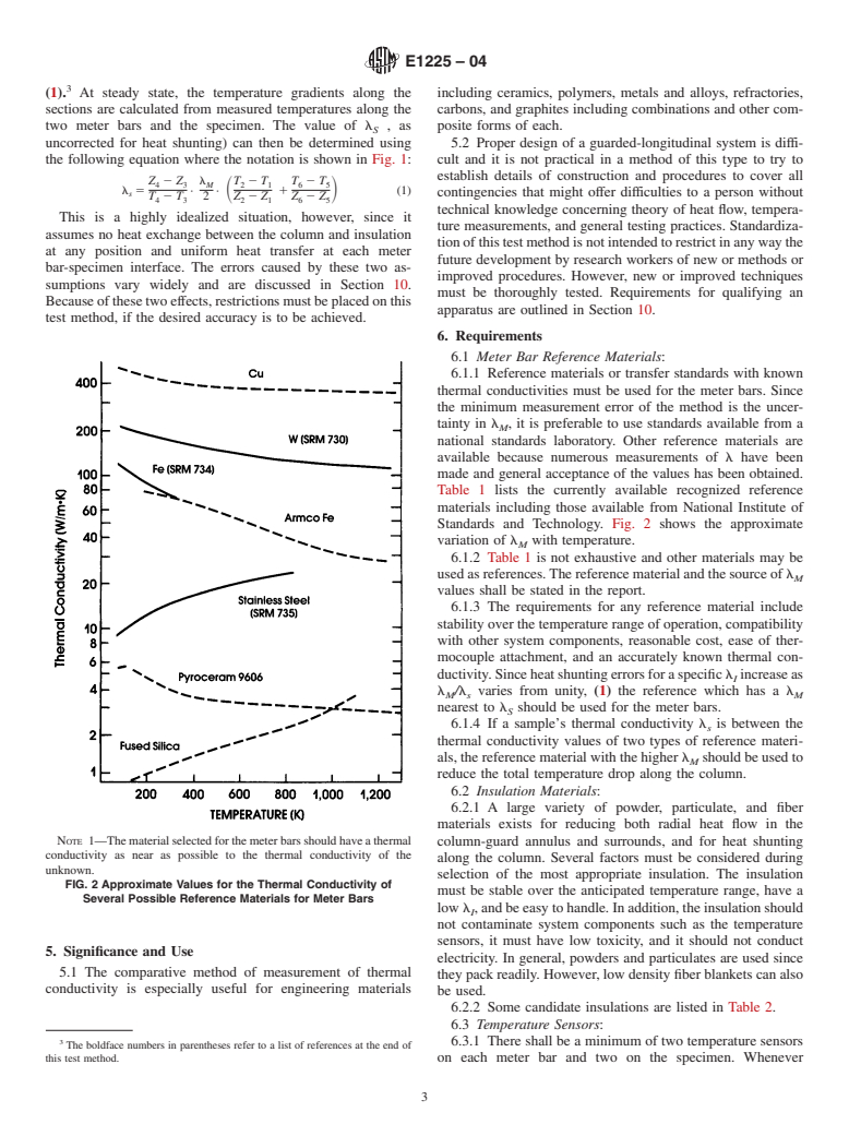 ASTM E1225-04 - Standard Test Method for Thermal Conductivity of Solids by Means of the Guarded-Comparative-Longitudinal Heat Flow Technique