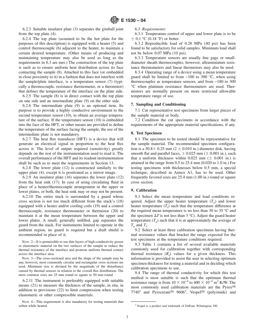 ASTM E1530-04 - Standard Test Method for Evaluating the Resistance to Thermal Transmission of Materials by the Guarded Heat Flow Meter Technique