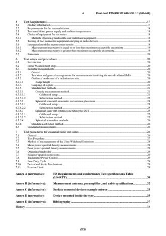 SIST EN 302 065-3 V1.1.1:2014 ETSI EN 302 065-3 V1.1.1 (2014-02) - Electromagnetic compatibility and Radio spectrum Matters (ERM); Short Range Devices (SRD) using Ultra Wide Band technology (UWB); Harmonized EN covering the essential requirements of article 3.2 of the R&TTE Directive; Part 3: Requirements for UWB devices for road and rail vehicles - Page 4 preview
