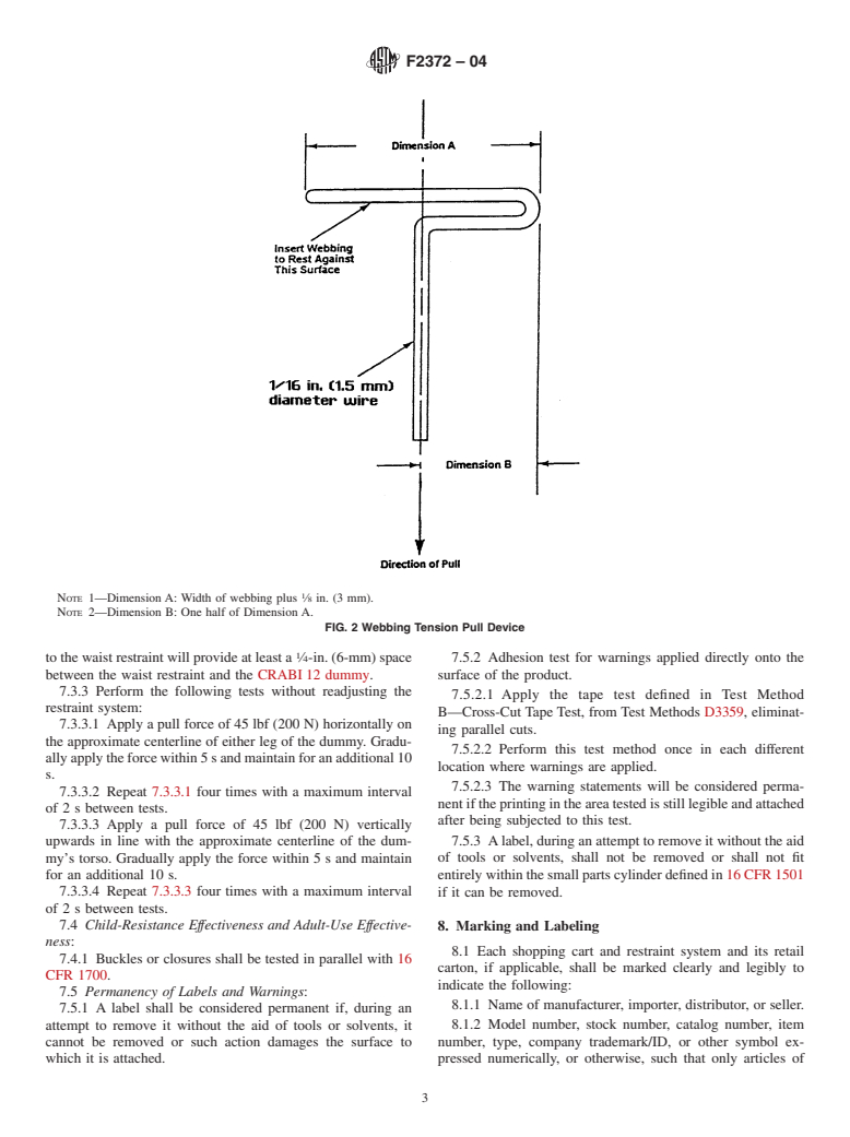 ASTM F2372-04 - Standard Consumer Safety Performance Specification for Shopping Carts