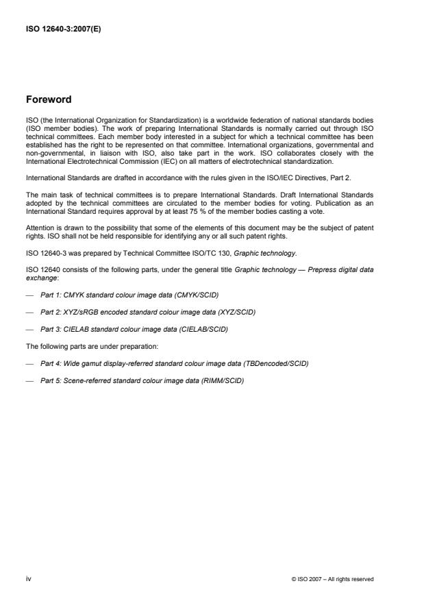ISO 12640-3:2007 ISO 12640-3:2007 - Graphic technology -- Prepress digital data exchange - Page 4 preview
