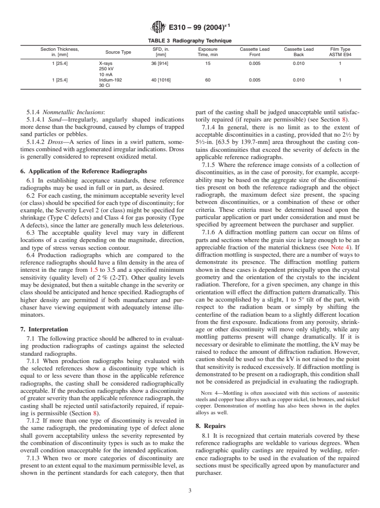 ASTM E310-99(2004)e1 - Standard Reference Radiographs for Tin Bronze Castings