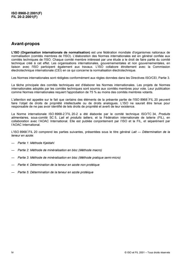 ISO 8968-2:2001 ISO 8968-2:2001 - Lait -- Détermination de la teneur en azote - Page 4 preview