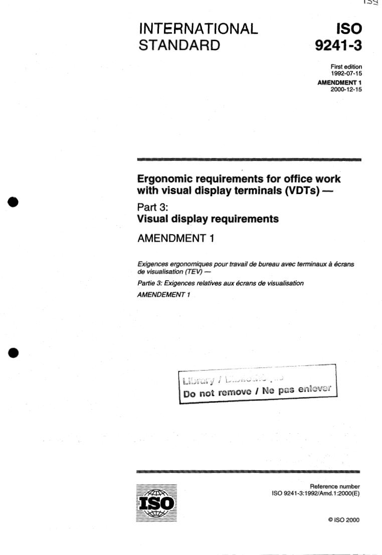 Iso 9241 Computer ISO 9241-3:1992/Amd 1 - Title missing - Legacy paper document