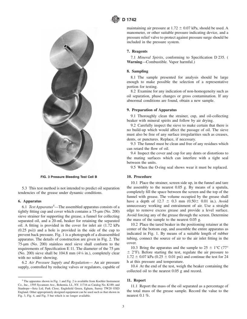 ASTM D1742-94(2000)e1 - Standard Test Method for Oil Separation from Lubricating Grease During Storage