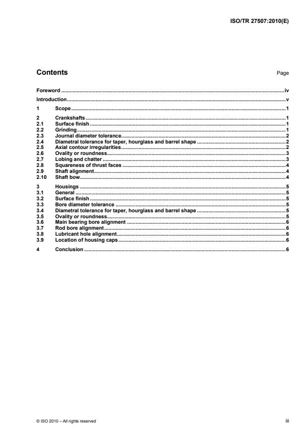 ISO/TR 27507:2010 - Plain bearings -- Recommendations for automotive crankshaft bearing environments