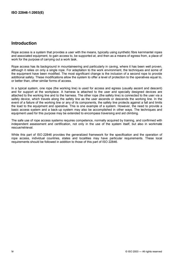 ISO 22846-1:2003 ISO 22846-1:2003 - Personal equipment for protection against falls -- Rope access systems - Page 4 preview