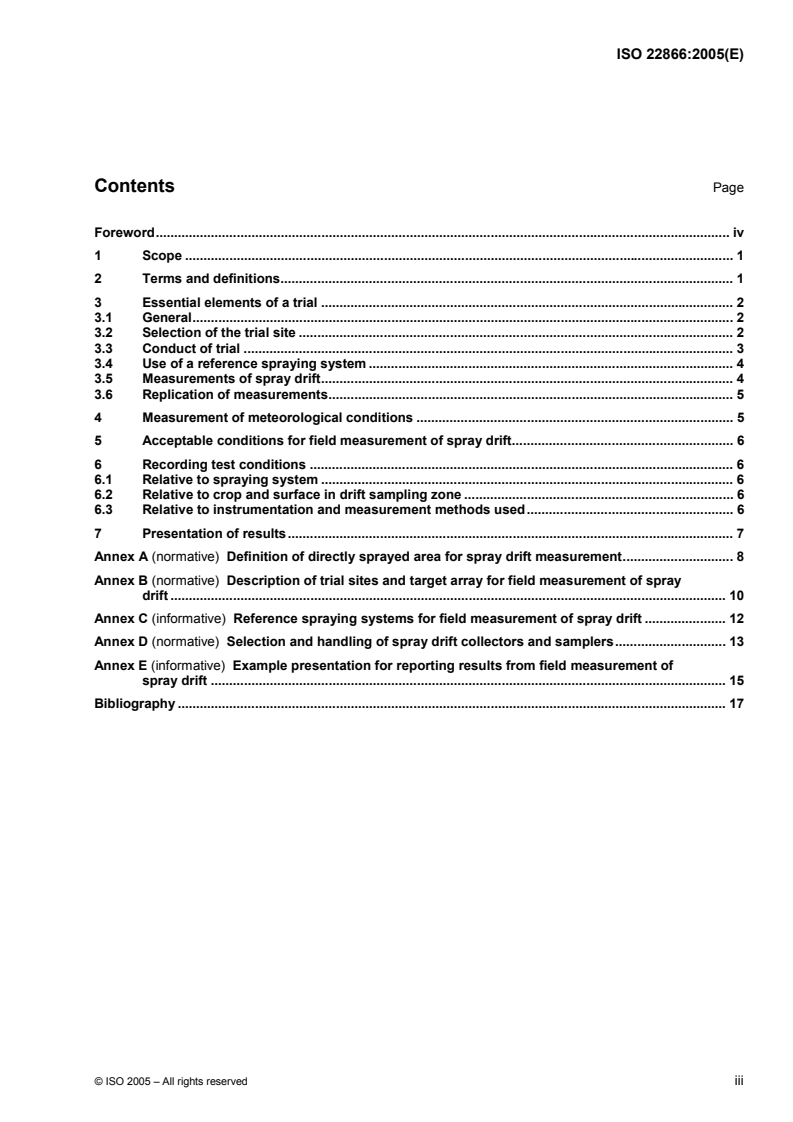 ISO 22866:2005 - Equipment for crop protection — Methods for field measurement of spray drift
Released:6/27/2005