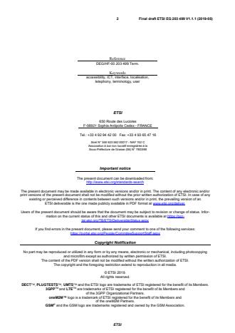 SIST EG 203 499 V1.1.1:2020 ETSI EG 203 499 V1.1.1 (2019-05) - Human Factors (HF); User-centred terminology for existing and upcoming ICT devices, services and applications - Page 2 preview