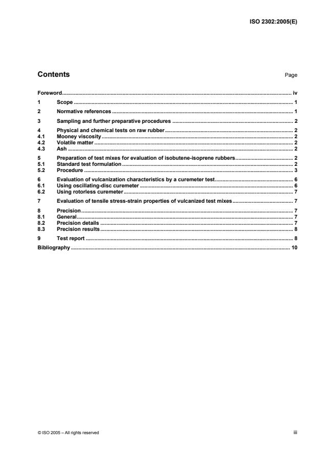 ISO 2302:2005 - Isobutene-isoprene rubber (IIR) -- Evaluation procedures