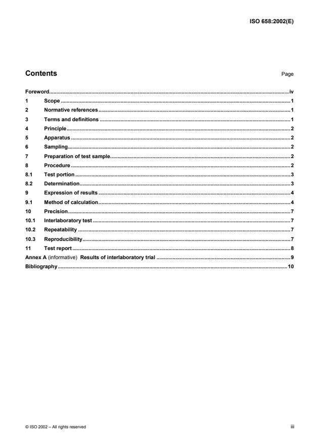 ISO 658:2002 - Oilseeds -- Determination of content of impurities