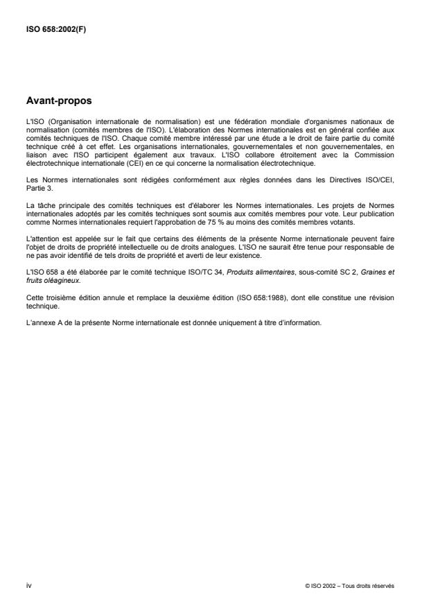 ISO 658:2002 ISO 658:2002 - Graines oléagineuses -- Détermination de la teneur en impuretés - Page 4 preview