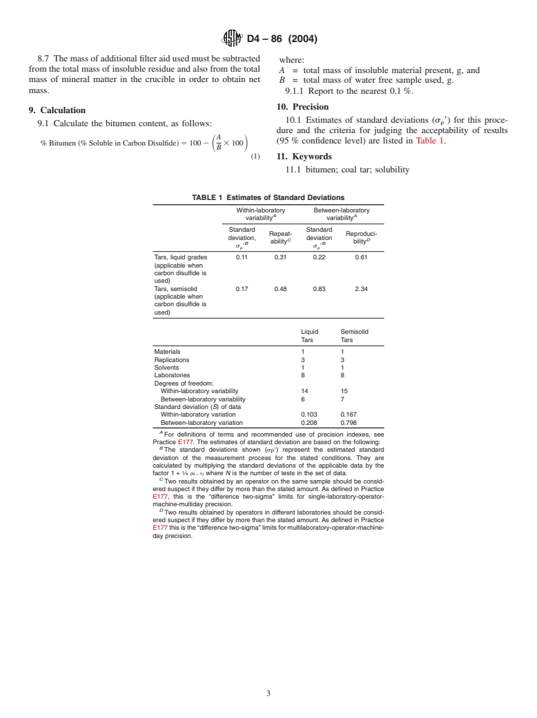 ASTM D4-86(2004) - Standard Test Method for Bitumen Content