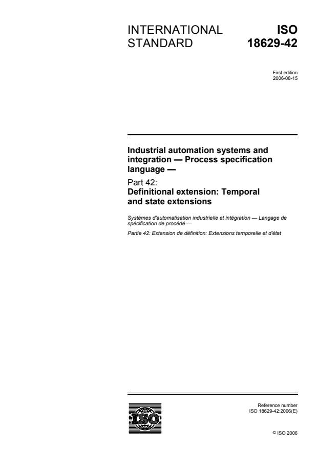 ISO 18629-42:2006 - Industrial automation systems and integration -- Process specification language