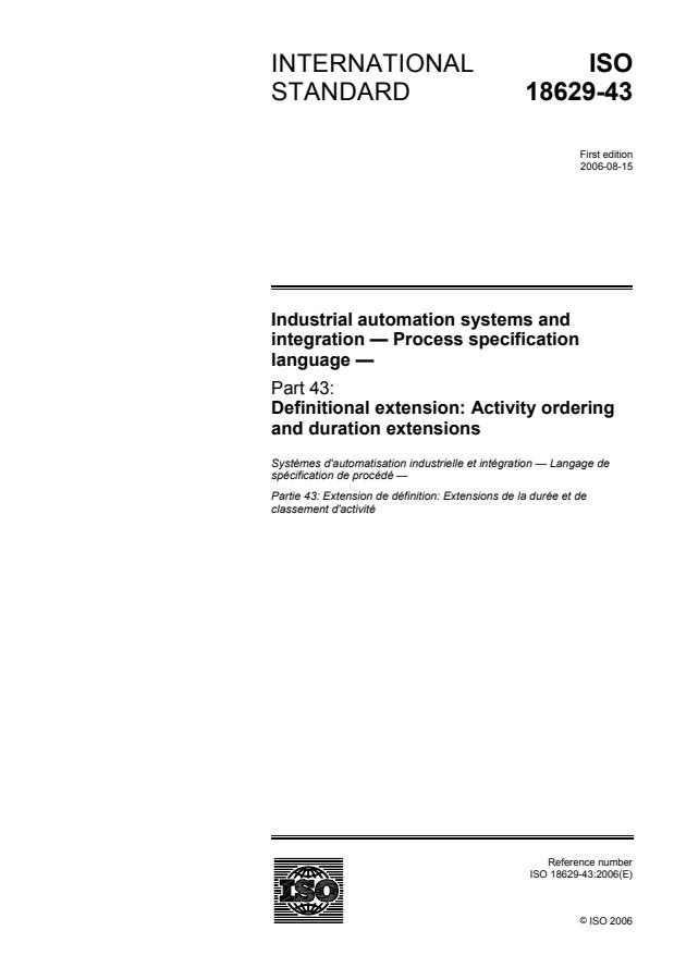 ISO 18629-43:2006 - Industrial automation systems and integration -- Process specification language