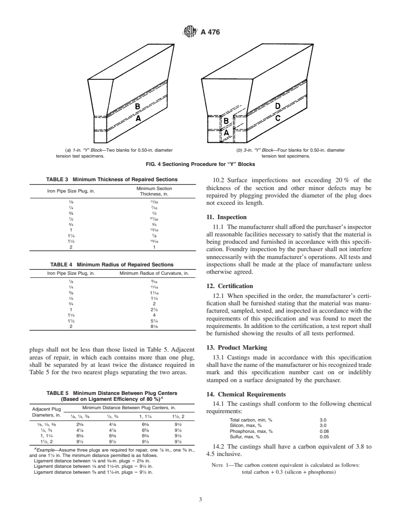 ASTM A476-90(1997) - Standard Specification for Ductile Iron Castings for Paper Mill Dryer Rolls (Withdrawn 2000)