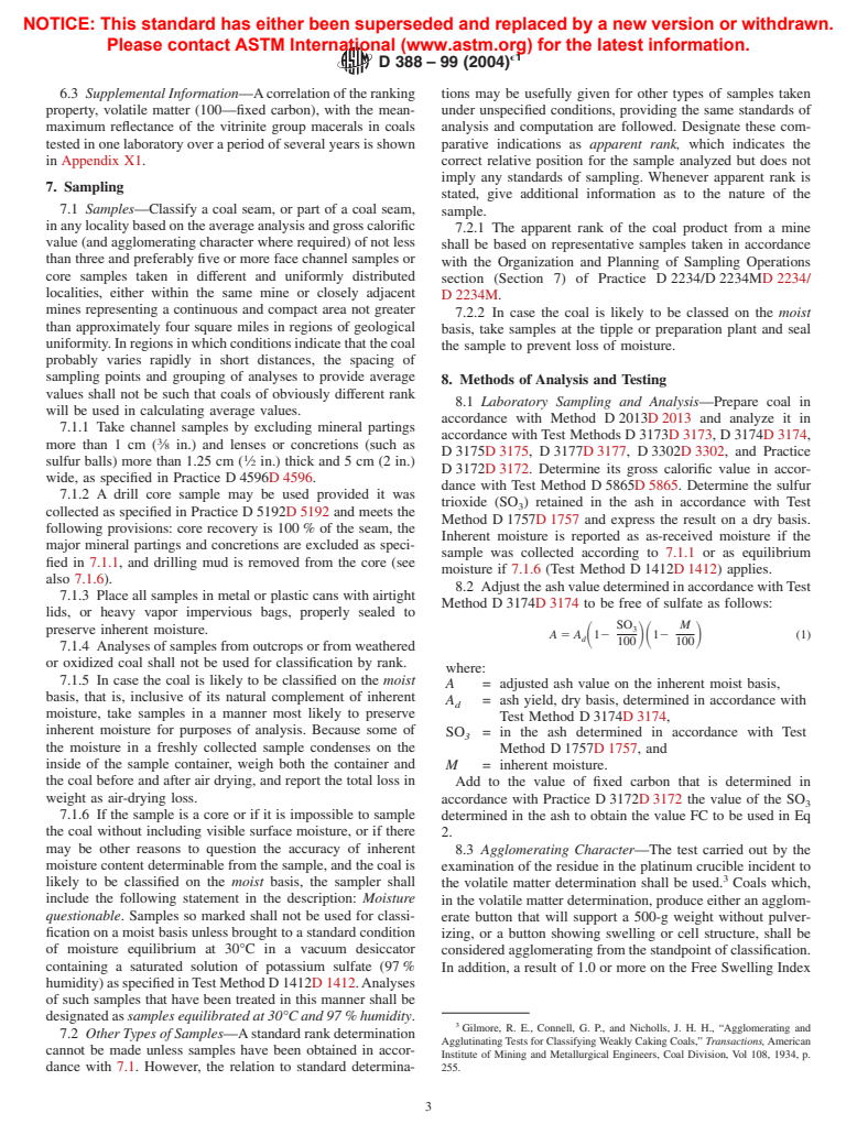 ASTM D388-99(2004)e1 - Standard Classification of Coals by Rank