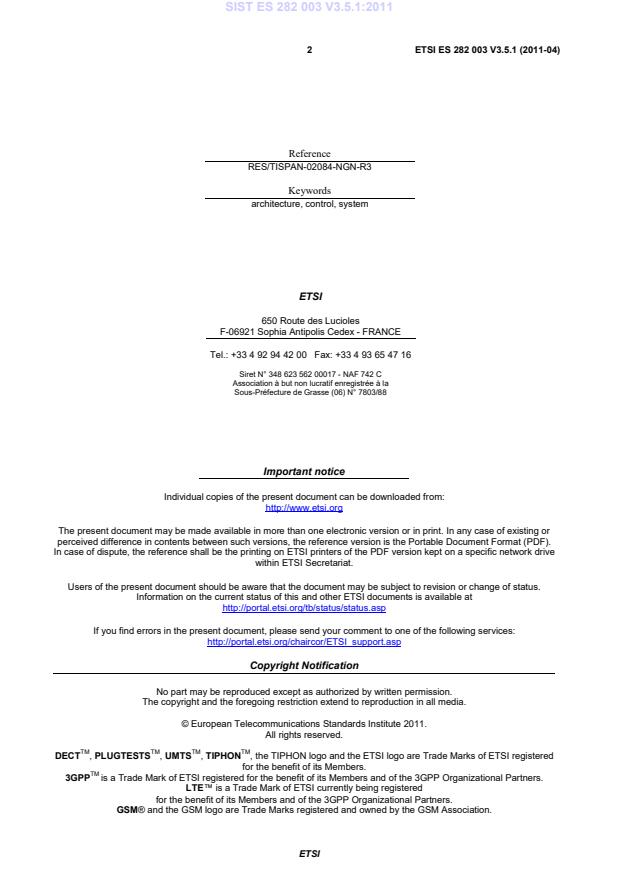 SIST ES 282 003 V3.5.1:2011 SIST ES 282 003 V3.5.1:2011 - BARVE - Page 4 preview