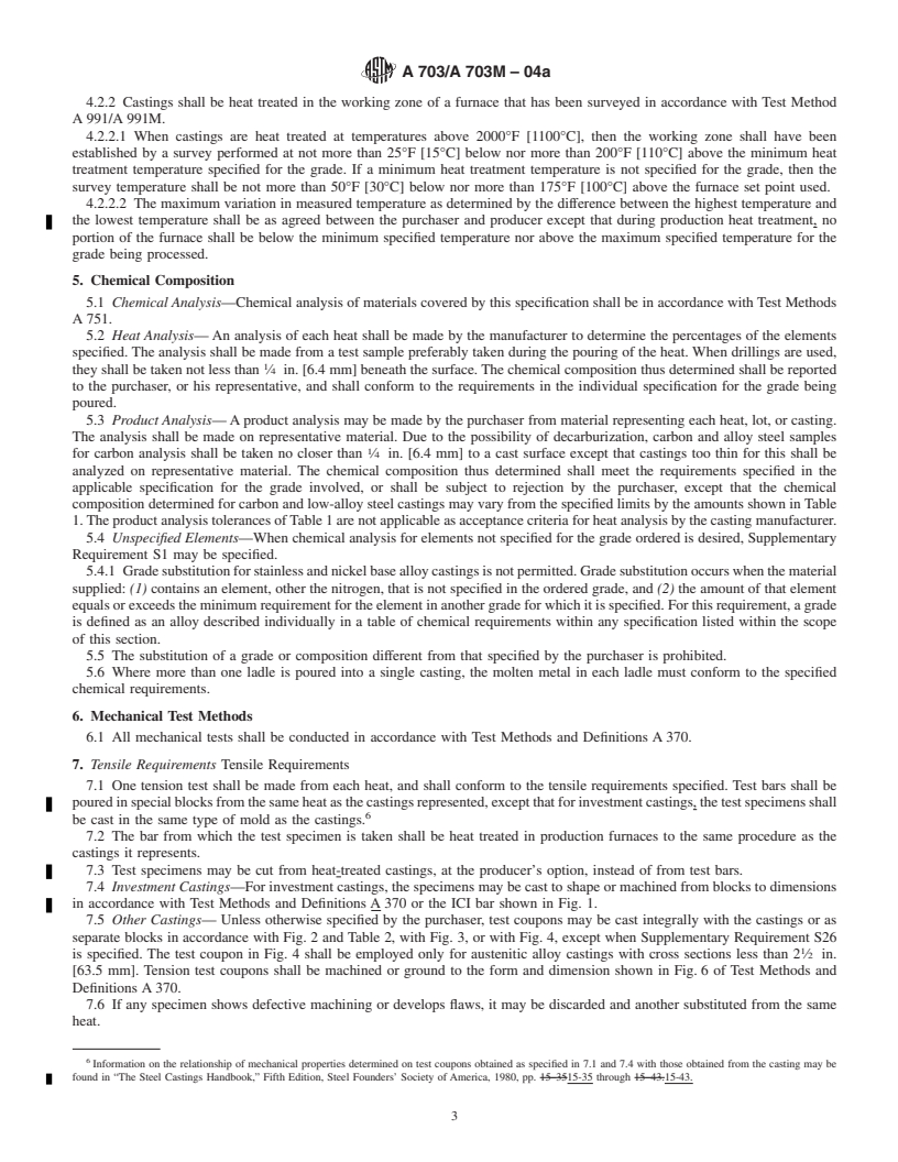 REDLINE ASTM A703/A703M-04a - Standard Specification for Steel Castings, General Requirements, for Pressure-Containing Parts