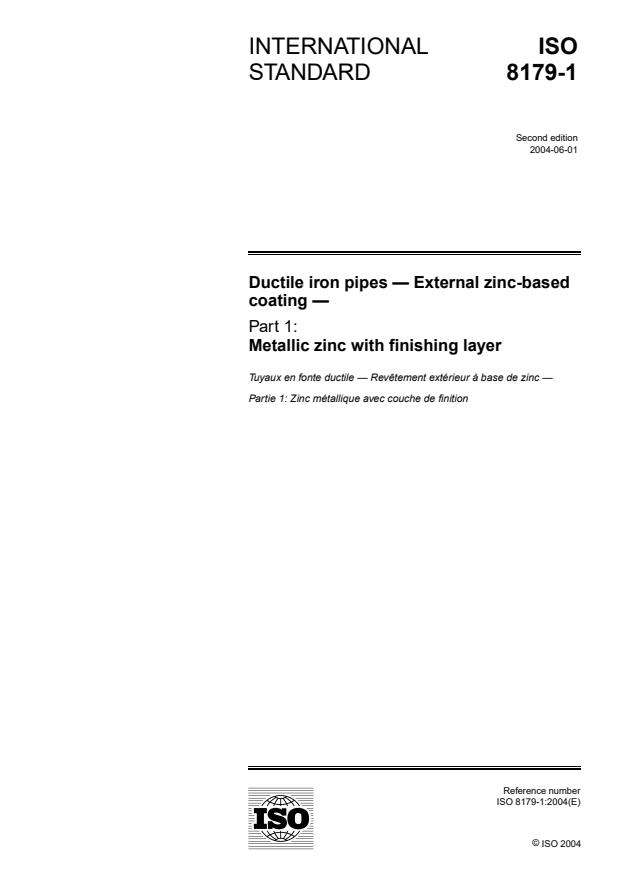 ISO 8179-1:2004 - Ductile iron pipes -- External zinc-based coating