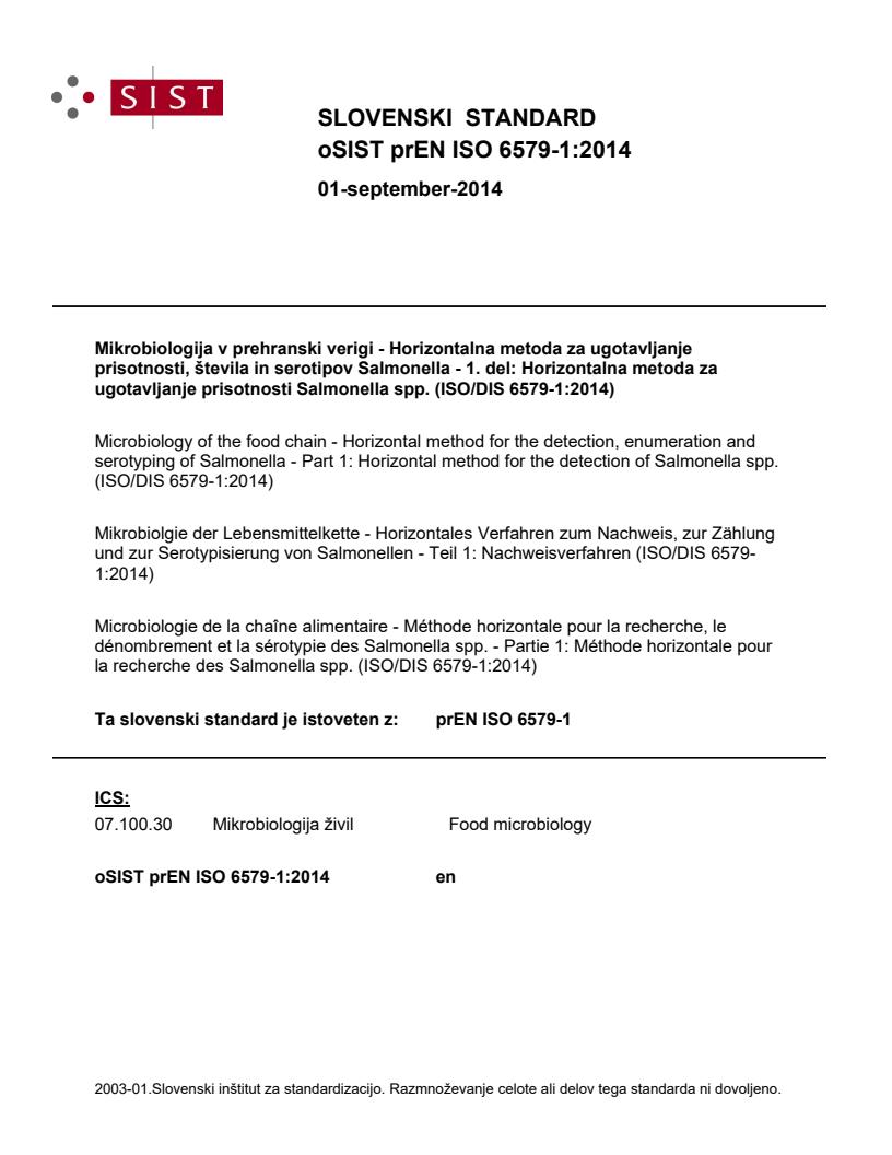 prEN ISO 6579-1:2014