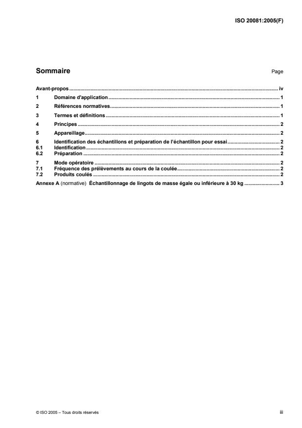 ISO 20081:2005 - Zinc et alliages de zinc -- Méthodes d'échantillonnage -- Spécifications
