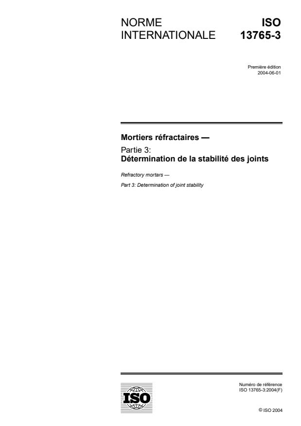 ISO 13765-3:2004 - Mortiers réfractaires
