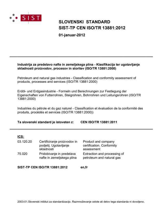 TP CEN ISO/TR 13881:2012
