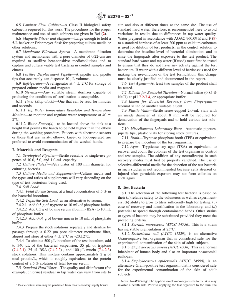 ASTM E2276-03e1 - Standard Test Method for Determining the Bacteria-Eliminating Effectiveness of Hygienic Handwash and Handrub Agents Using the Fingerpads of Adult Subjects