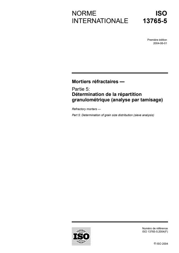 ISO 13765-5:2004 - Mortiers réfractaires